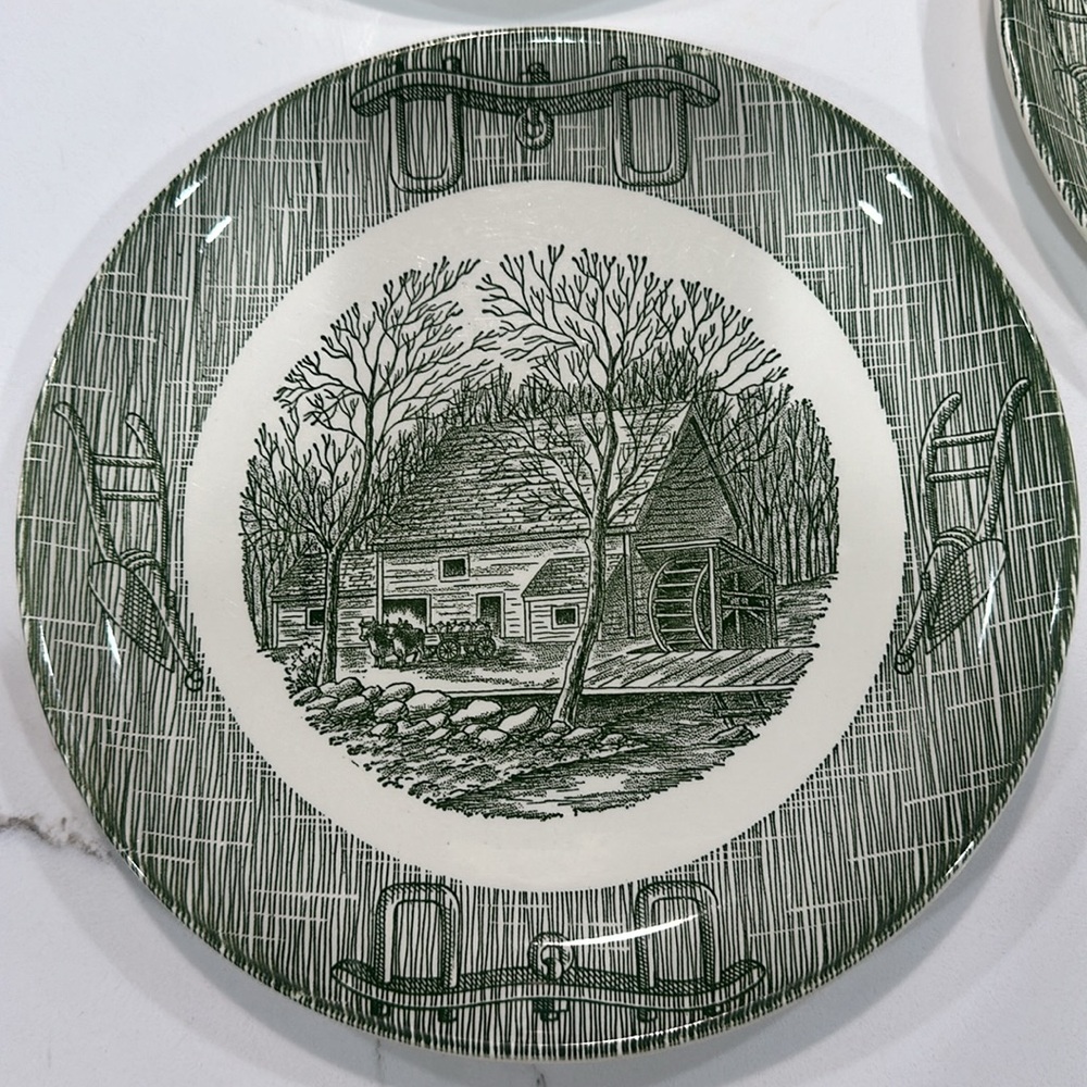 Vintage Green Transferware Rare set of three - Picture 2 of 3